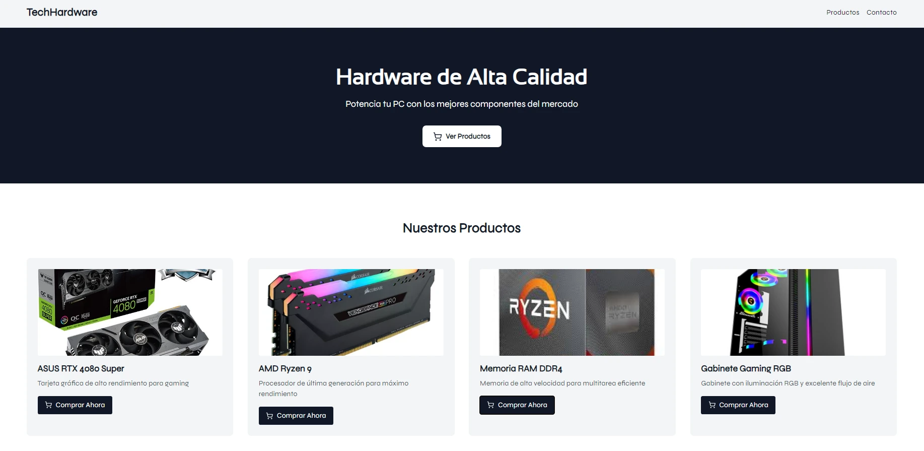 Demo de landing page Computación