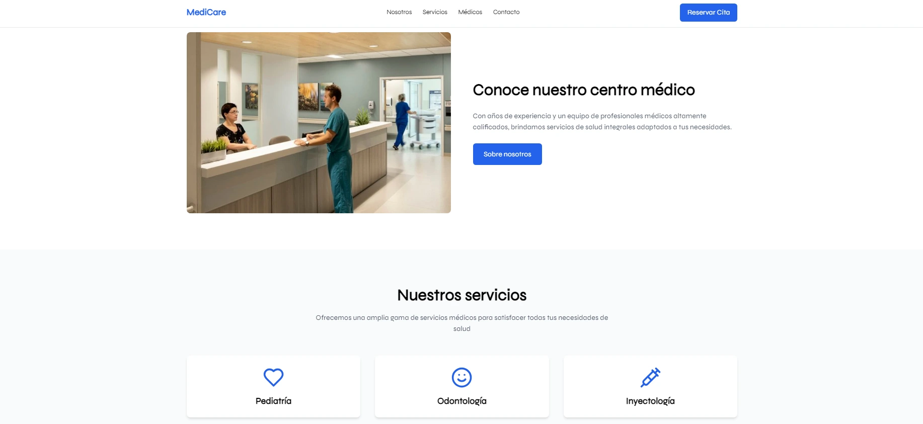 Demo de landing page Centro Médico